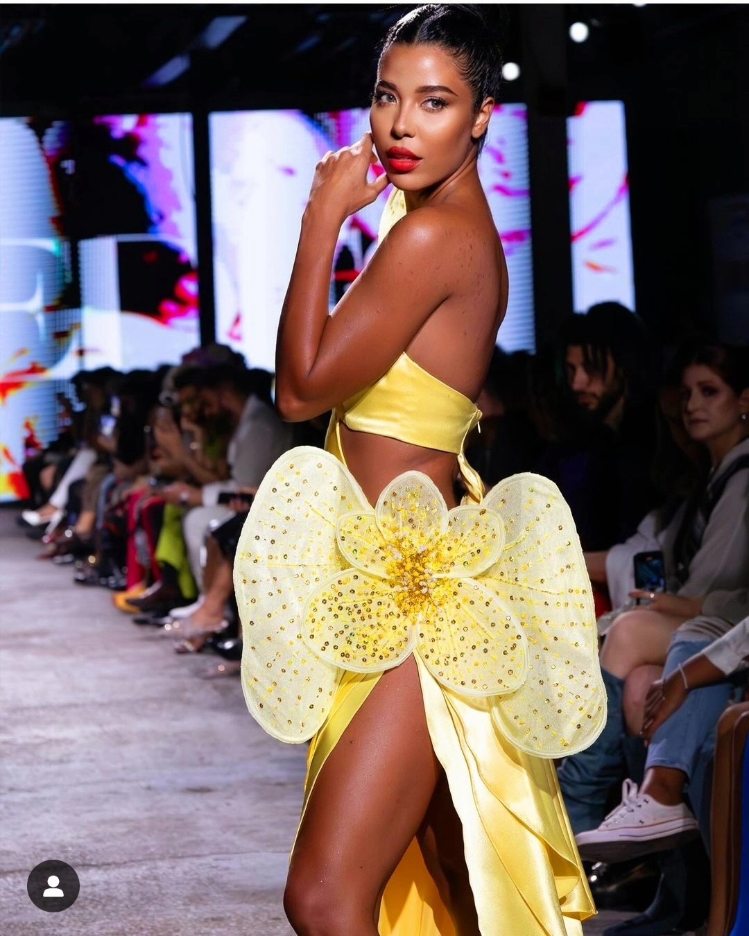 Backlit yellow look on runway