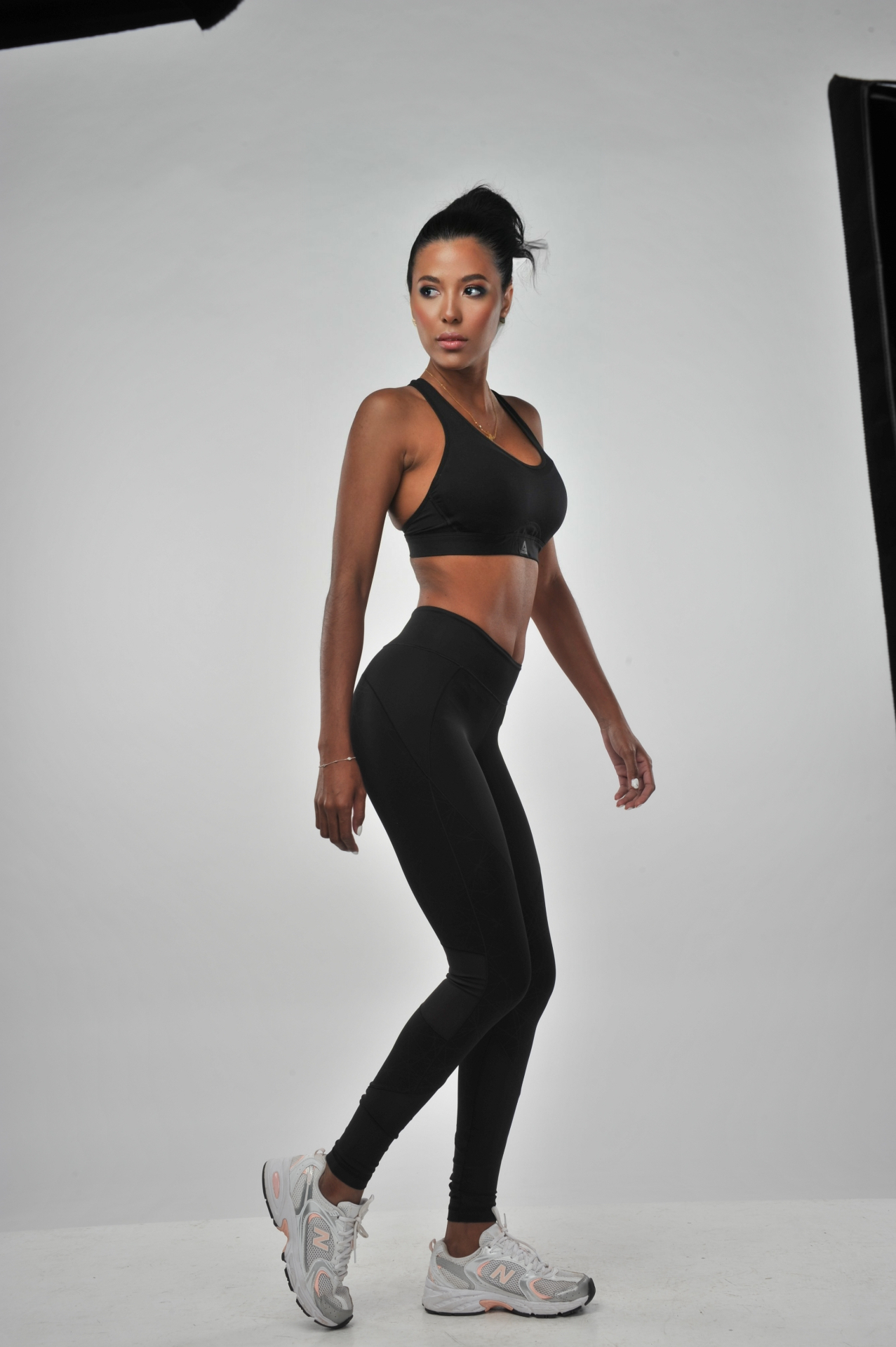Black athletic swim, full body